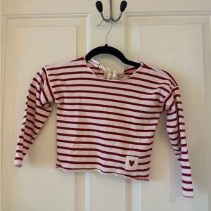 Babe And Tess Italy Cotton  Long Sleeve Striped Red Size 5